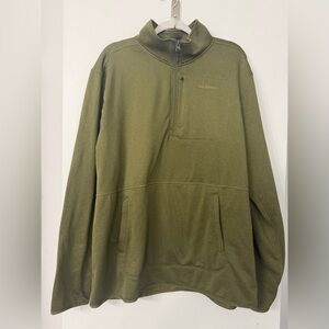 Merrell Men XXL Olive Green Waffle Texture Mock Neck Quarter Zip Lightweight Top